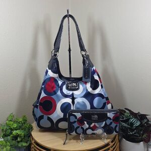 Coach Madison Graphic Op Art Maggie Shoulder Bag and Matching Wallet